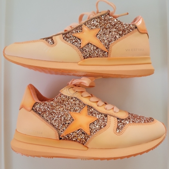 NWOT Vintage Havana Ladies Splendid Glitter Lace Up Leather Sneakers - Picture 4 of 11